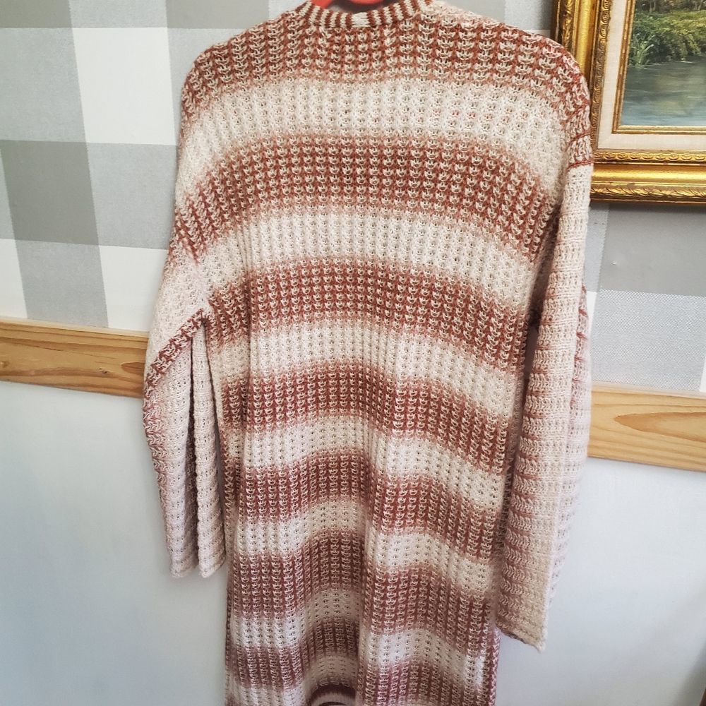 Knox rose cardigan sweater size medium nwt pink strip chunky knit - Picture 7 of 7